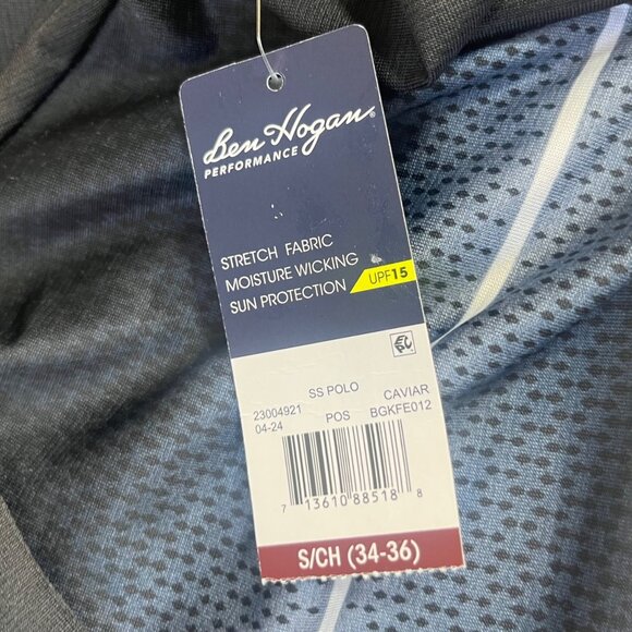 Ben Hogan Golf Polo Shirt Mens Small Black Blue New Moisture Wicking UPF15 - Picture 8 of 9